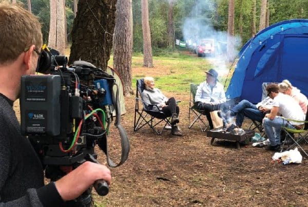 FIVE celebs have been 'camping it up' at Burnbake for a new TV series.