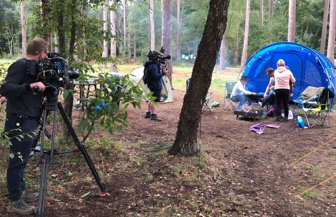 Five celebs have been 'camping it up' at Burnbake for a new TV series.