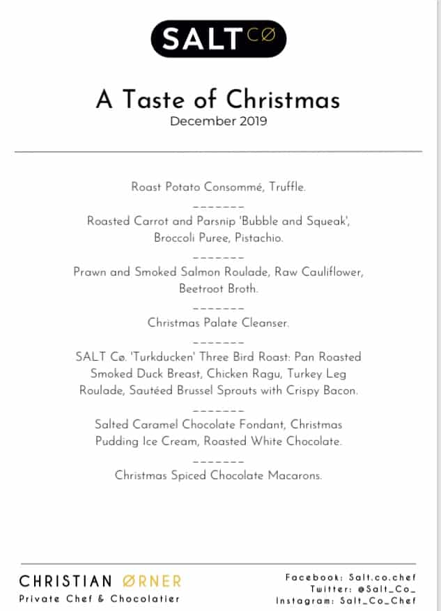 Taste of Christmas menu! Available all through December in the beautiful Burbake Forest Lodges